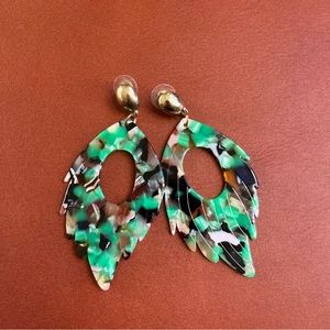Feather Acetate Statement Earrings